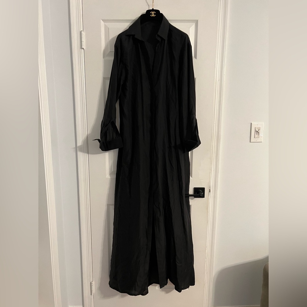 Gorgeous Haider Ackermann black button down shirt dress Size 38 100% Silk